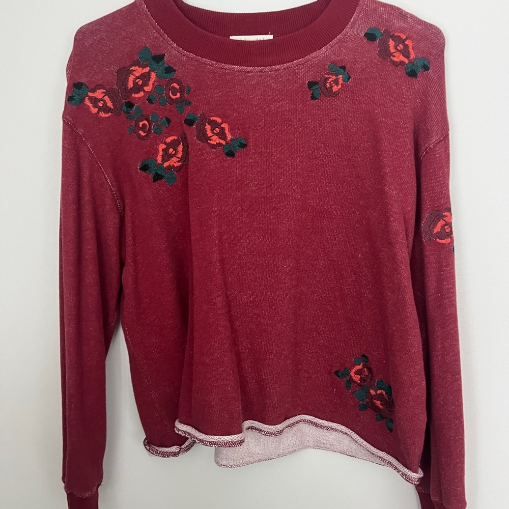 Madewell Burgundy Floral Sweatshirt